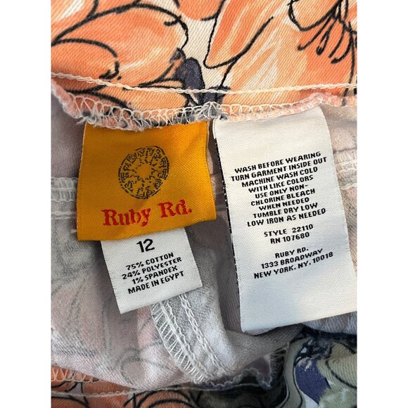 Ruby Rd Floral Cropped Stretch Jeans Women’s 12 Capris Boho Casual - Picture 12 of 12